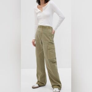 NEW Gap Loose Khaki Mid Rise Wide Leg Cargo Pants in Desert Cactus Green Size 14
